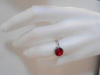 Ruby Red Crystal Ring, Crystal Stackable Ring, Art Deco Jewelry, Adjustable Platinum Plated Filigree Setting