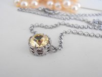 Citrine Yellow Art Deco Dainty solitaire Pendant / Delicate Minimalist Jewelry / Bridesmaid gift /