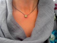 Sand Opal Solitaire Crystal Pendant / Delicate Layering Necklace / Minimalist Filigree Jewelry / Bridesmaid Gift /