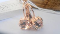 Silk Crystal Earrings, Dangle Earrings, Chaton Drop Earring, Gift for her, Rose Gold plated, Fashion,Costume Jewelry