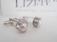 White Pearl Bridal Cufflinks for Groomsmen in Platinum Art Deco Shirt Cuffs Suit and Tie Wedding Gift Accessories Bride Jewelry