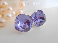 Tanzanite Cushion Cut Stud Earrings, Wedding Jewelry  Bridal Pearced Post Earrings with Surgical Steel Pad, Mother's Day Gift