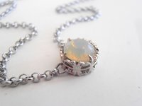 Sand Opal Solitaire Crystal Pendant / Delicate Layering Necklace / Minimalist Filigree Jewelry / Bridesmaid Gift /