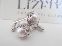 White Pearl Bridal Cufflinks for Groomsmen in Platinum Art Deco Shirt Cuffs Suit and Tie Wedding Gift Accessories Bride Jewelry