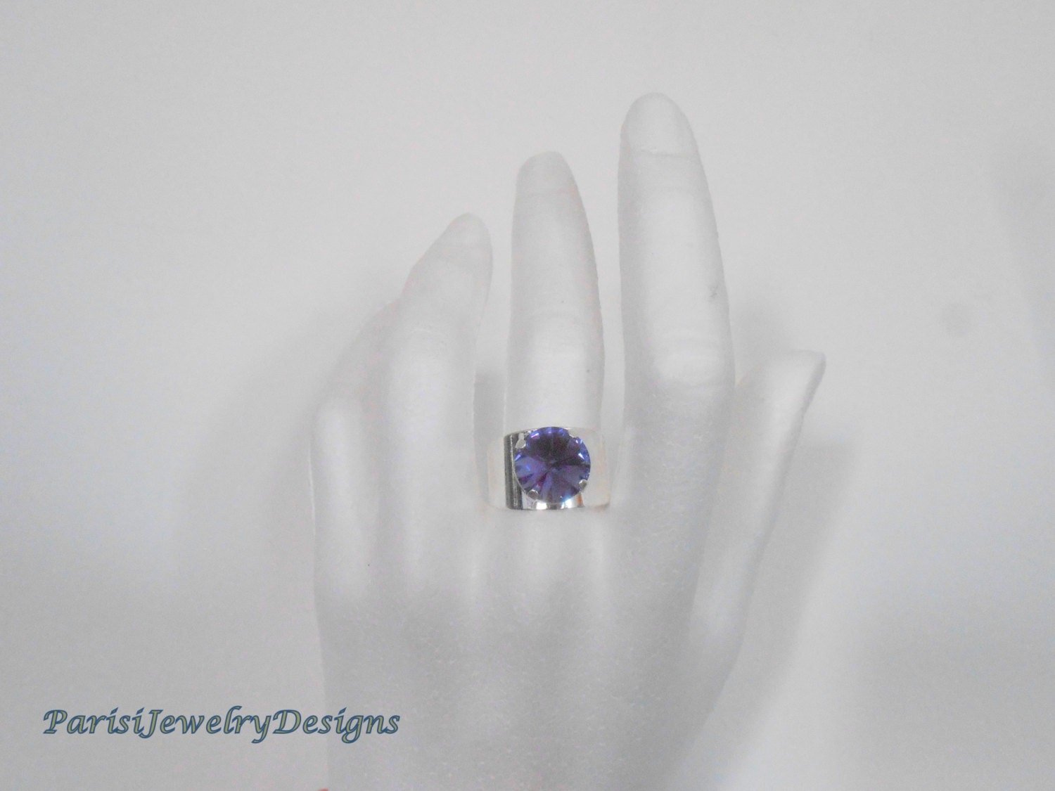 Tanzanite Rivoli Band Ring / Blue Crystal 12mm / Blue Crystal 1122/ Metal Cuff Ring / Coctail Jewelry / Birthday gift