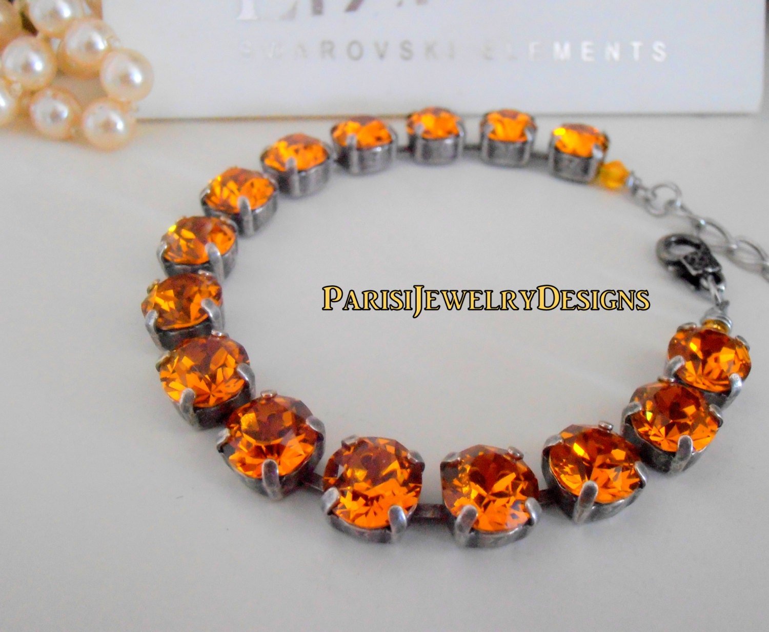 November Birthstone Topaz Bracelet made with Chaton Crystals / Tennis Cupchain / Surgical Steel • Mother's Bracelet / Gift For Her