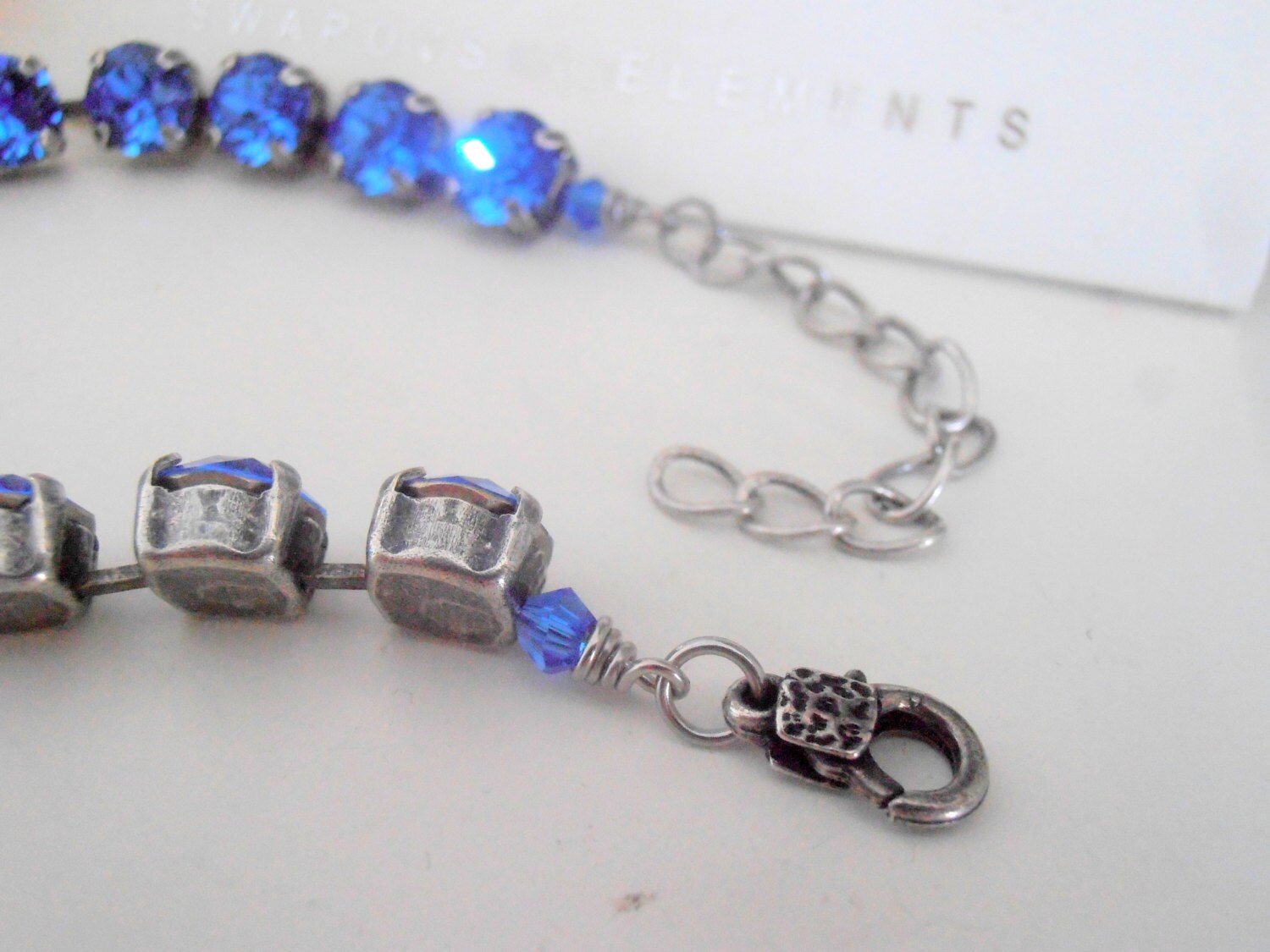 September Sapphire Birthstone Tennis Bracelet, Round Cup chain, Blue Crystal, Mother's Day Gift