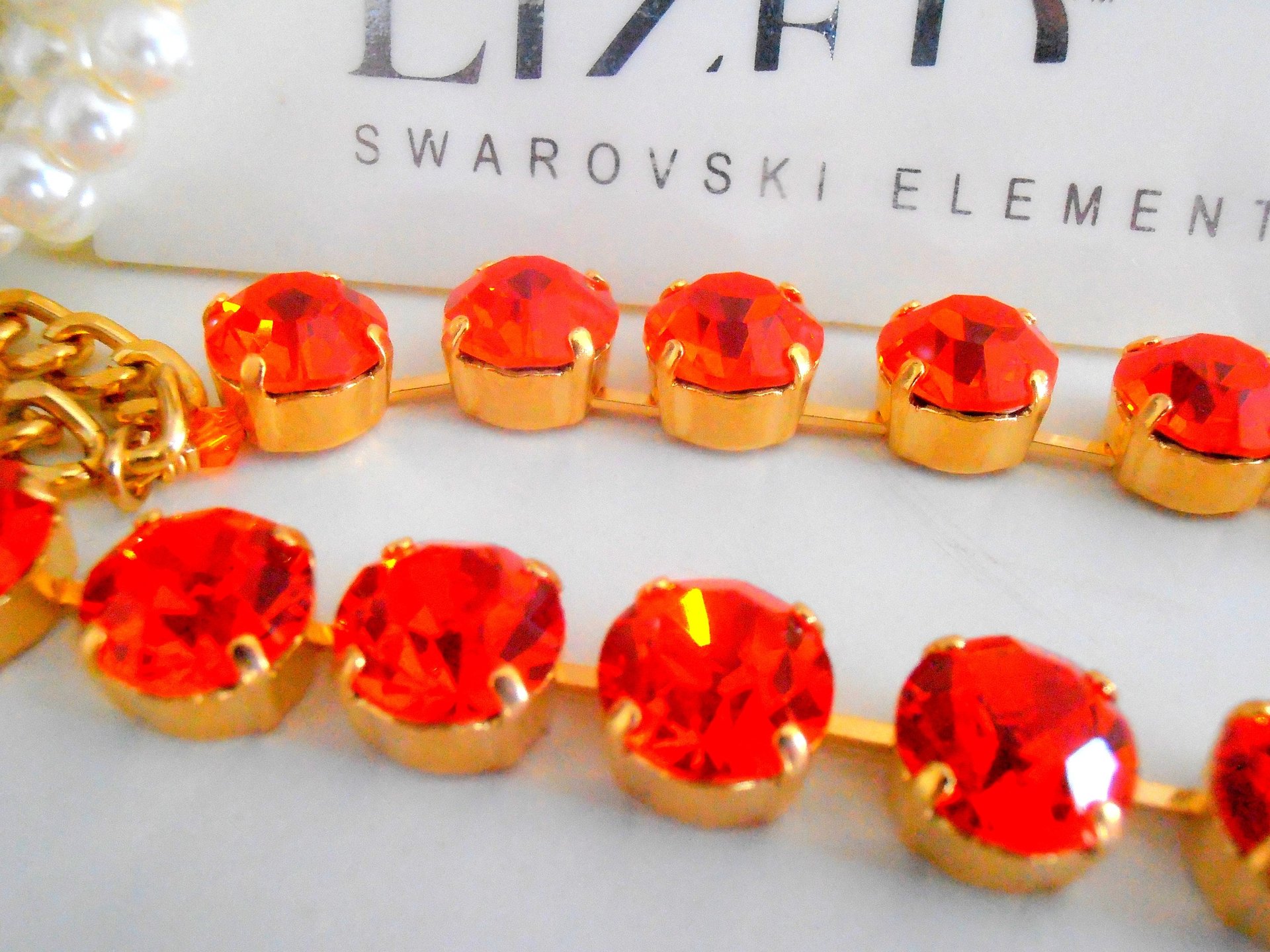 Hyacinth Gold Choker Necklace made with Crystal Chatons, Georgian Jewelry, Tennis Collet, Orange Rhinestones, Women Birthday Gift