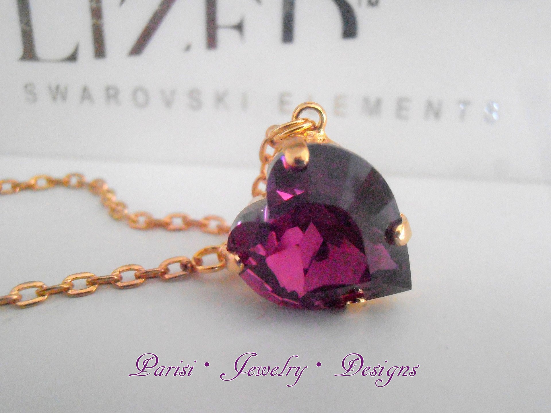 Amethyst Heart Crystal Necklace / Dainty Pendant / Purple Stone / Layered Necklace / Surgical Steel 14K Gold Plated Chain