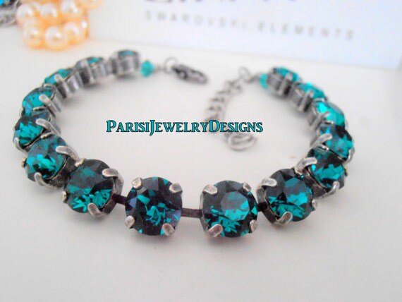 Birthstone Crystal Bracelet made with Chatons / Metal Cup Chain  / Mother's day Gift / Round Setting 8mm