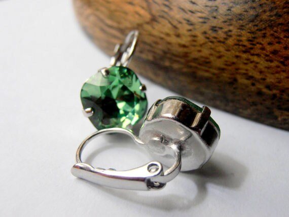 Pine Green Cushion Cut Dangle Earrings 4470 | Girl Graduation Gift