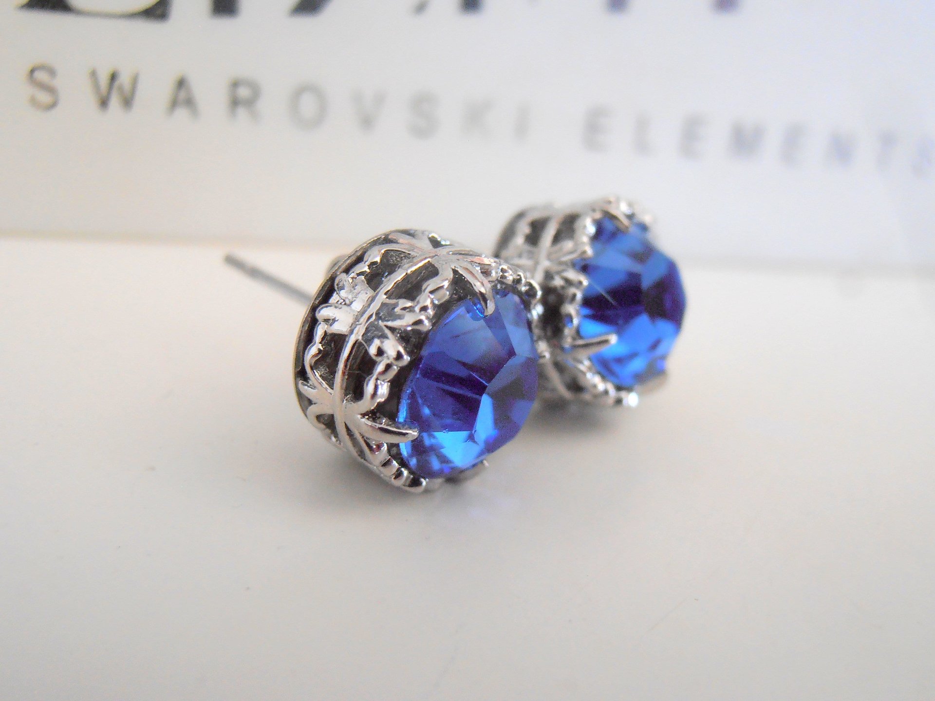 Blue Crystal Stud Earrings | Wedding Crystal Jewelry