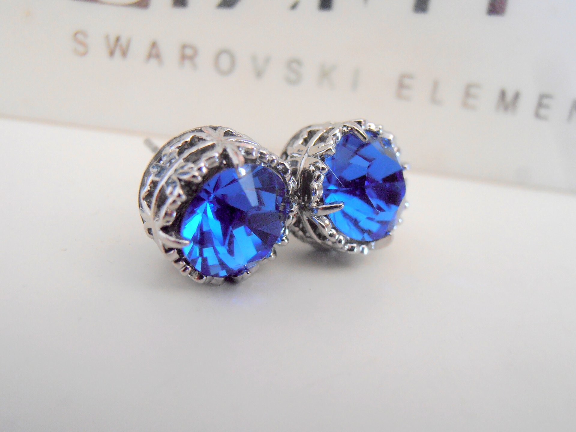 Blue Crystal Stud Earrings | Wedding Crystal Jewelry