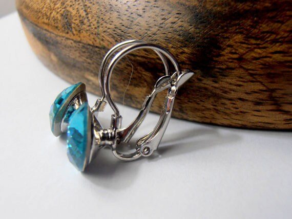 Square Dangle Earrings | Teal Crystal Dangle Earring Set