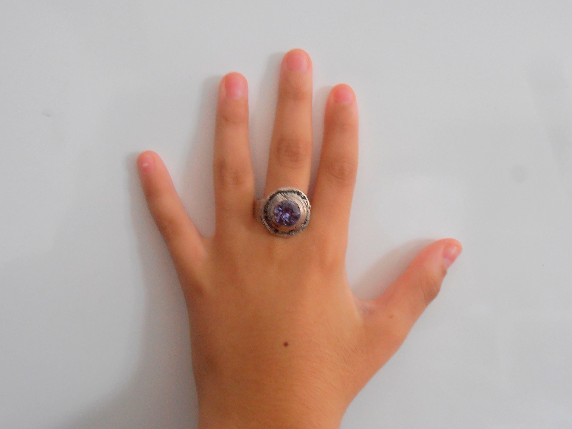 Tanzanite Crystal Adjustable Ring in Antique Silver, Statement Gothic Jewelry, Zamak Rings, Birthday Gift for Women