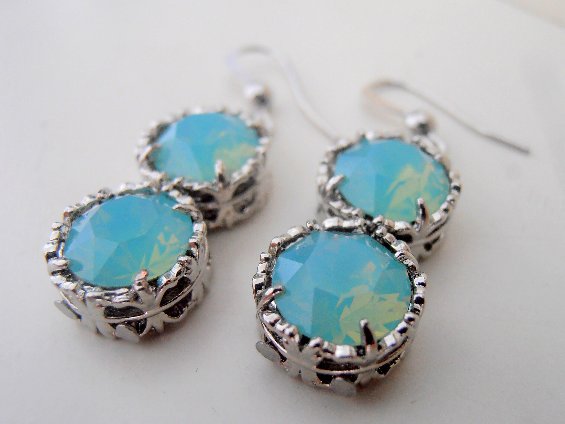 Pacific Opal Drop Filigree Earrings | Handmade Art Deco Jewelry 