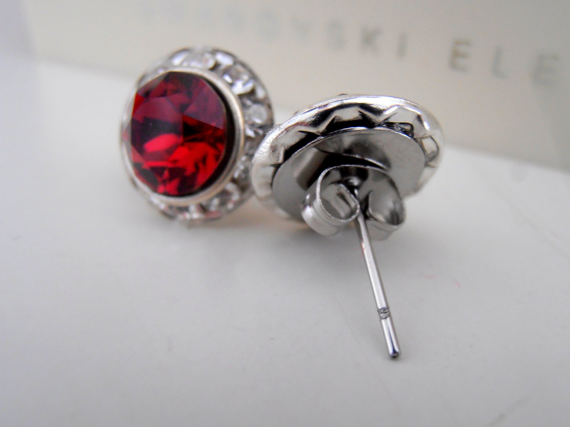 Ruby Halo Stud Earrings, Faceted Red Crystals, Wedding Jewelry, Girlfriend Anniversary Gift