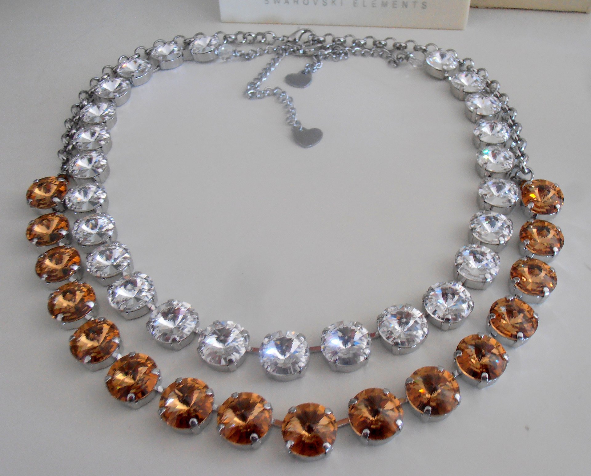 Double Strand Rivoli Layered Necklace with Colorado Topaz Crystals, Anna Wintour Tennis Choker, Crystal Wedding Jewelry, Bridal Accessories