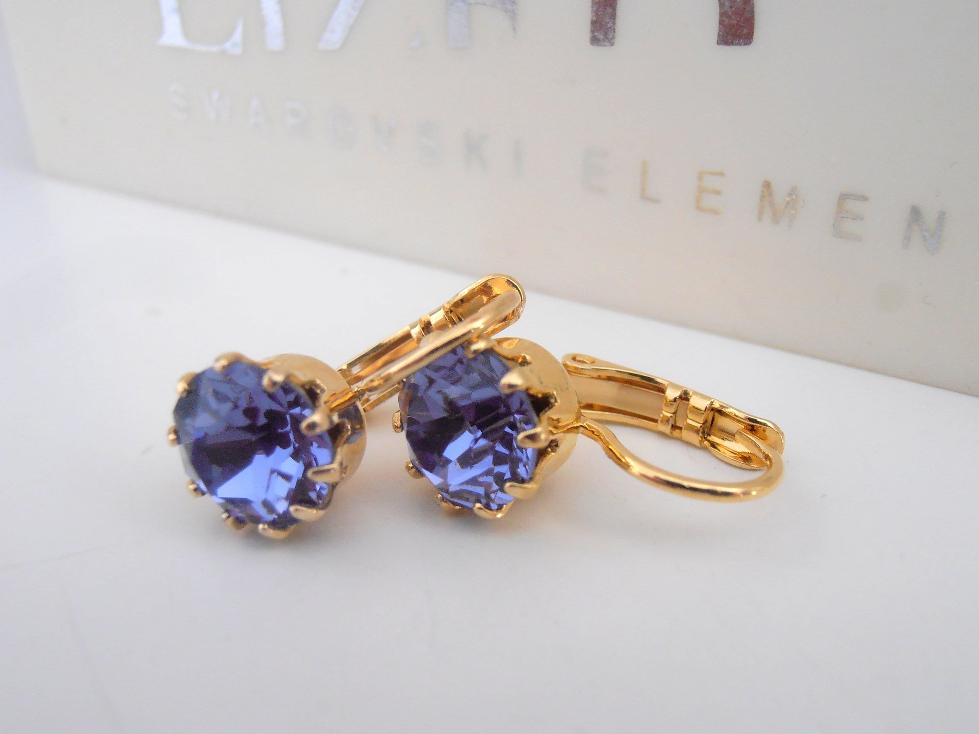 Tanzanite Crystal Dangle Earrings | French Crown Earrings