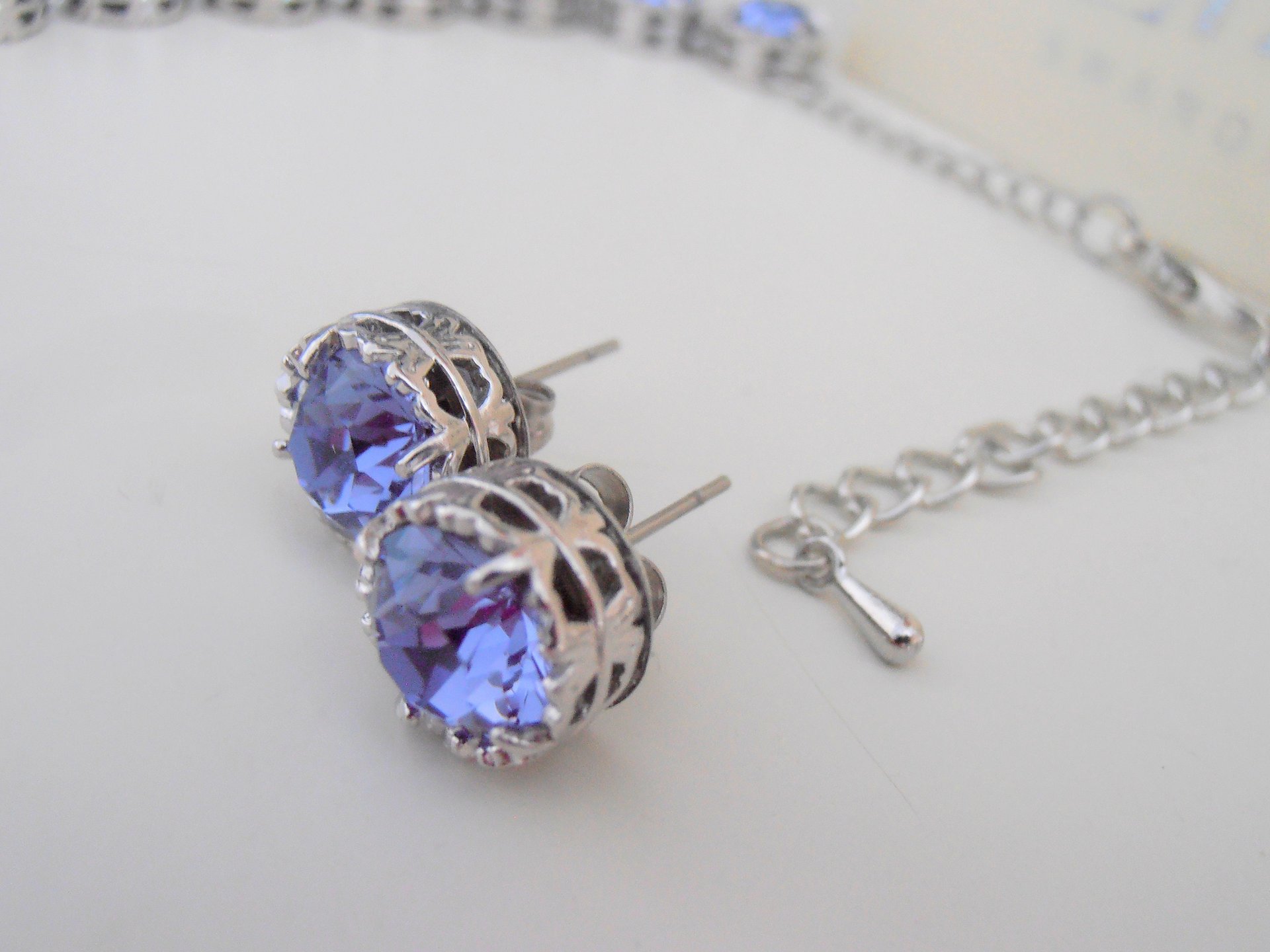 Tanzanite Art Deco Crystal Necklace, Blue Filigree Wedding Choker For Anniversary, Jewelry Gift For her