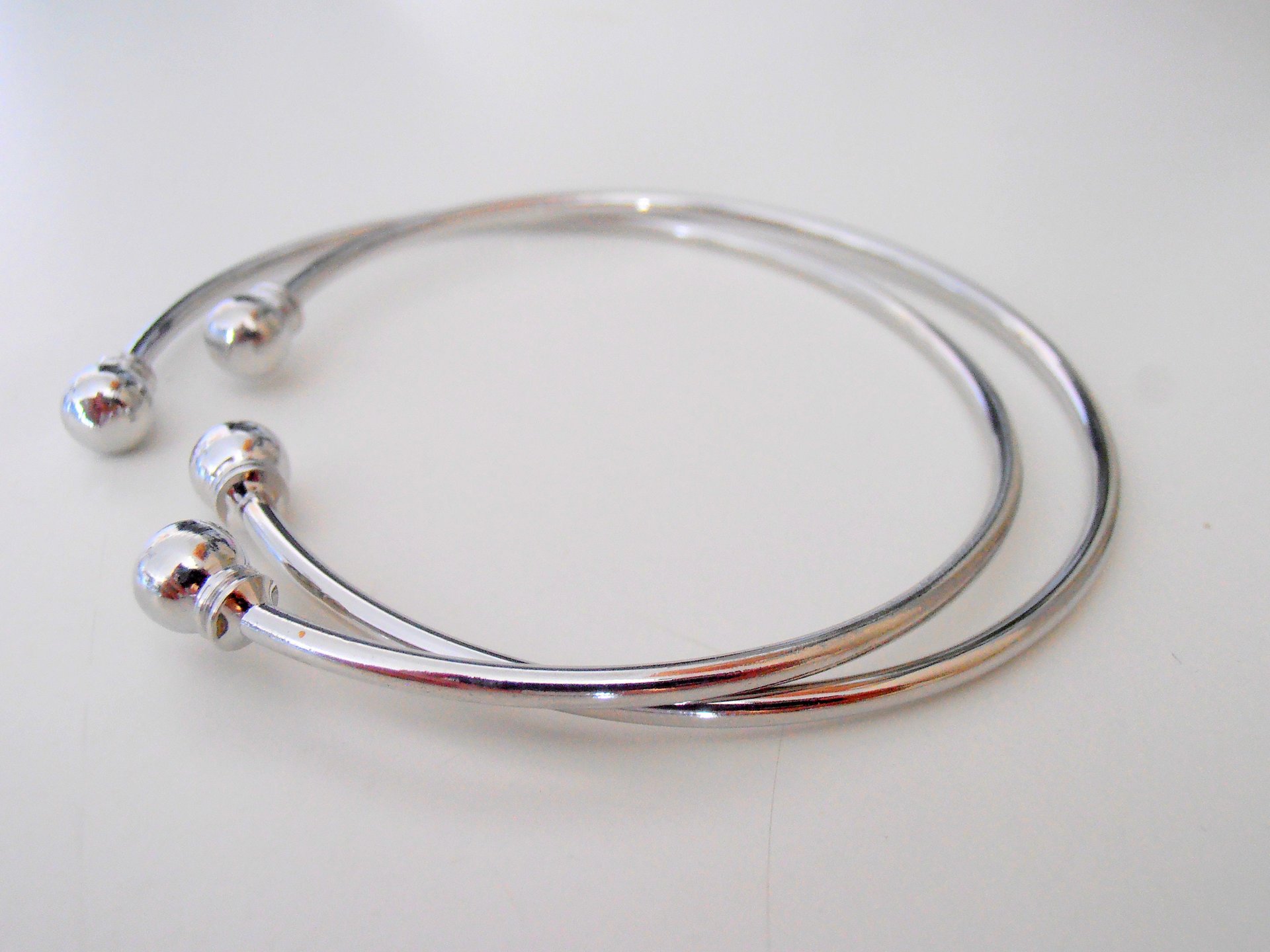 Double Silver Cuff Bracelets / Open Adjustable Stacking Bangle / Plain Jonc Minimalist Jewelry / Women Gifts