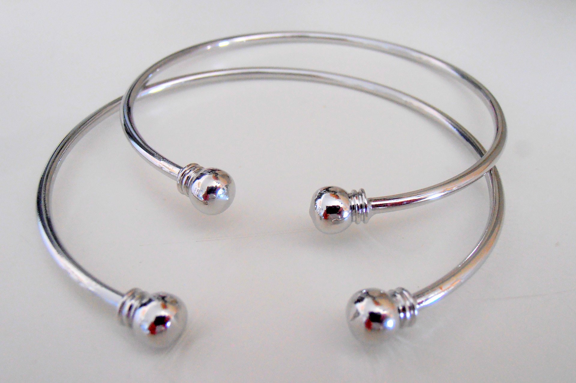 Double Silver Cuff Bracelets / Open Adjustable Stacking Bangle / Plain Jonc Minimalist Jewelry / Women Gifts