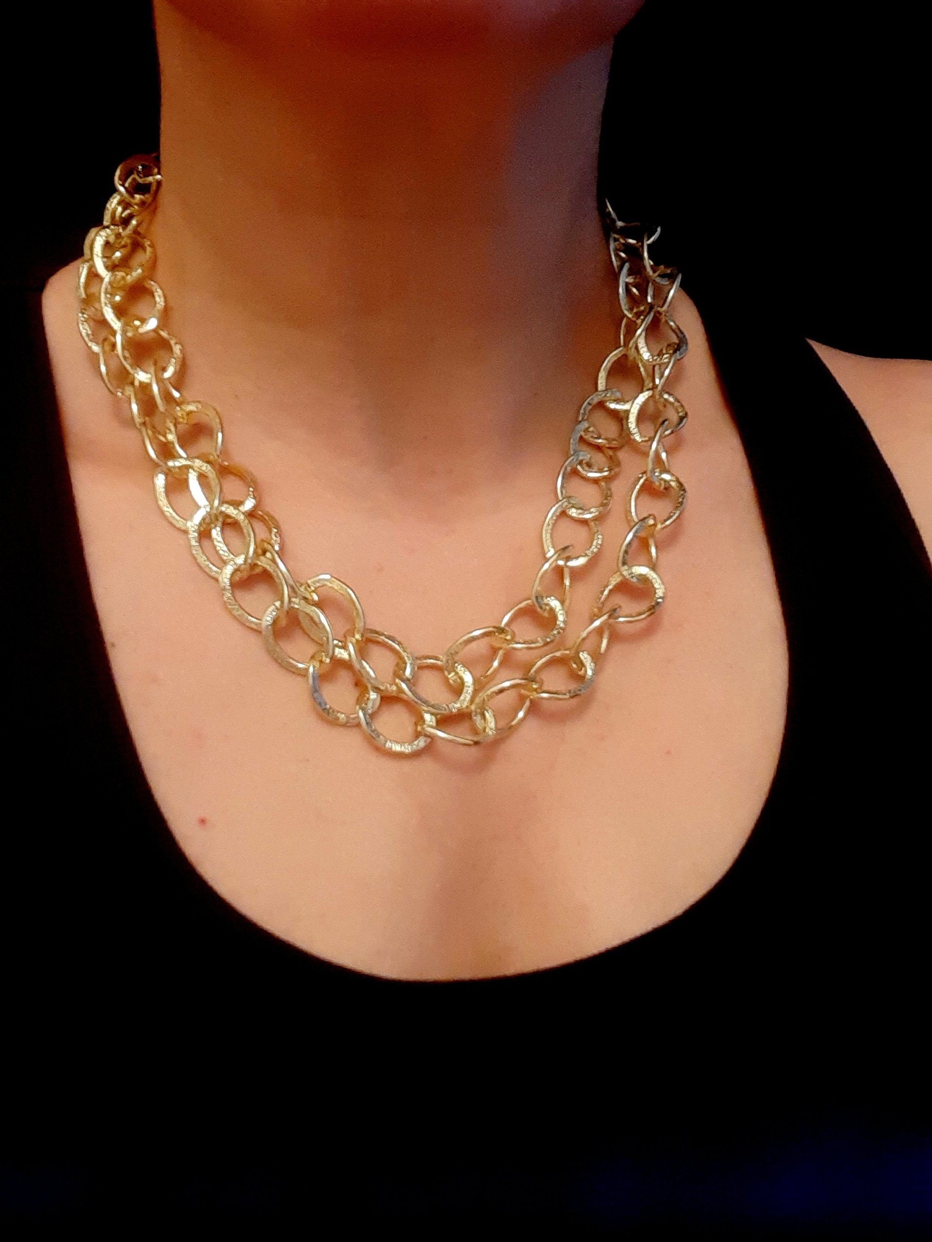 Gold chunky chain Necklace / Oversized Choker / Statement Jewelry for Women / Birthday Gift