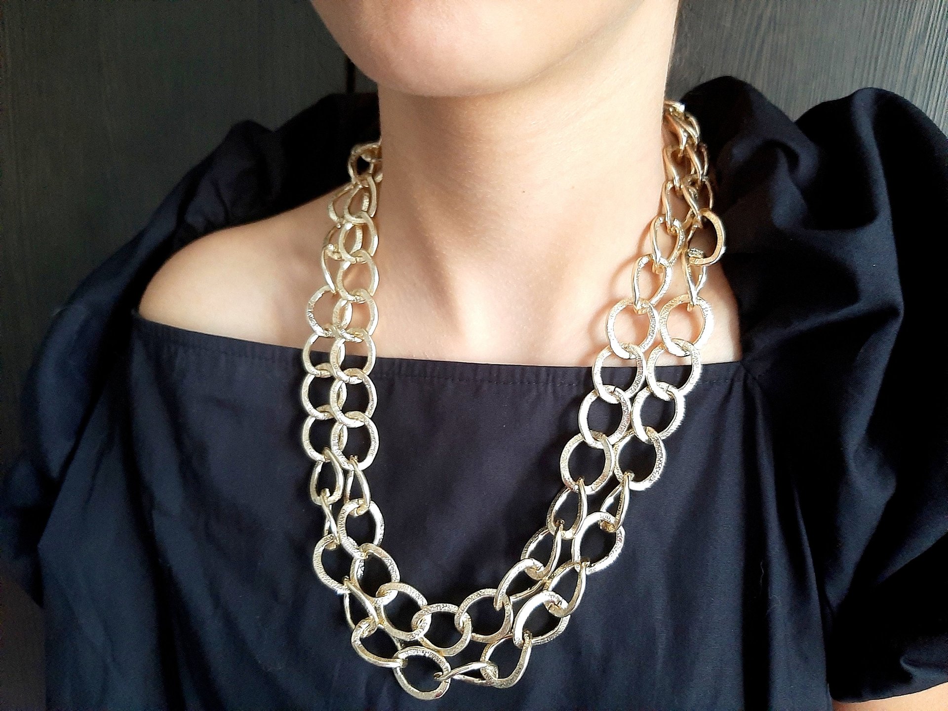 Gold chunky chain Necklace / Oversized Choker / Statement Jewelry for Women / Birthday Gift