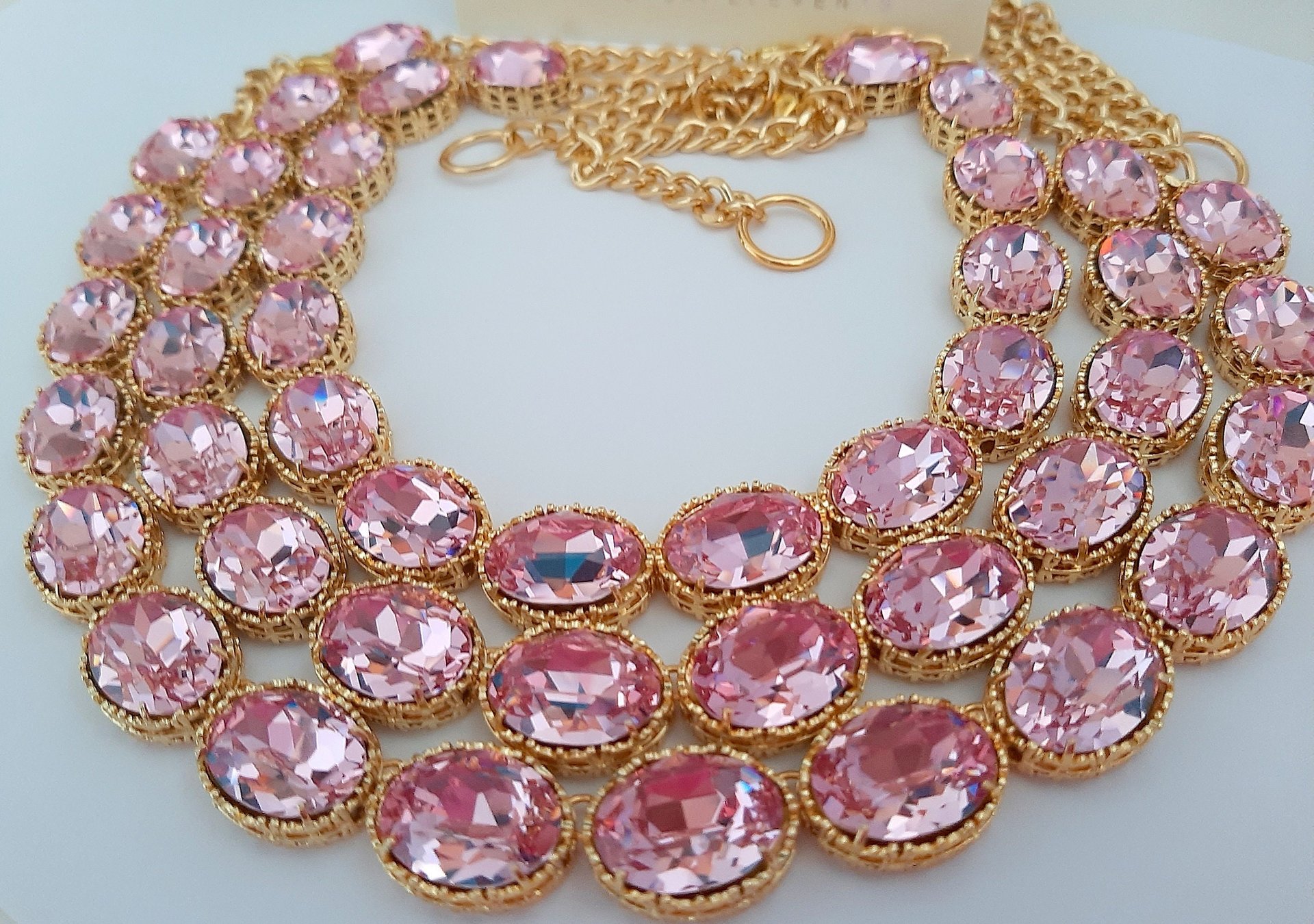 Art Deco Edwardian Rose Riviere Choker Necklace with Oval Crystals, Anna Wintour Collet, Statement Jewelry Gift