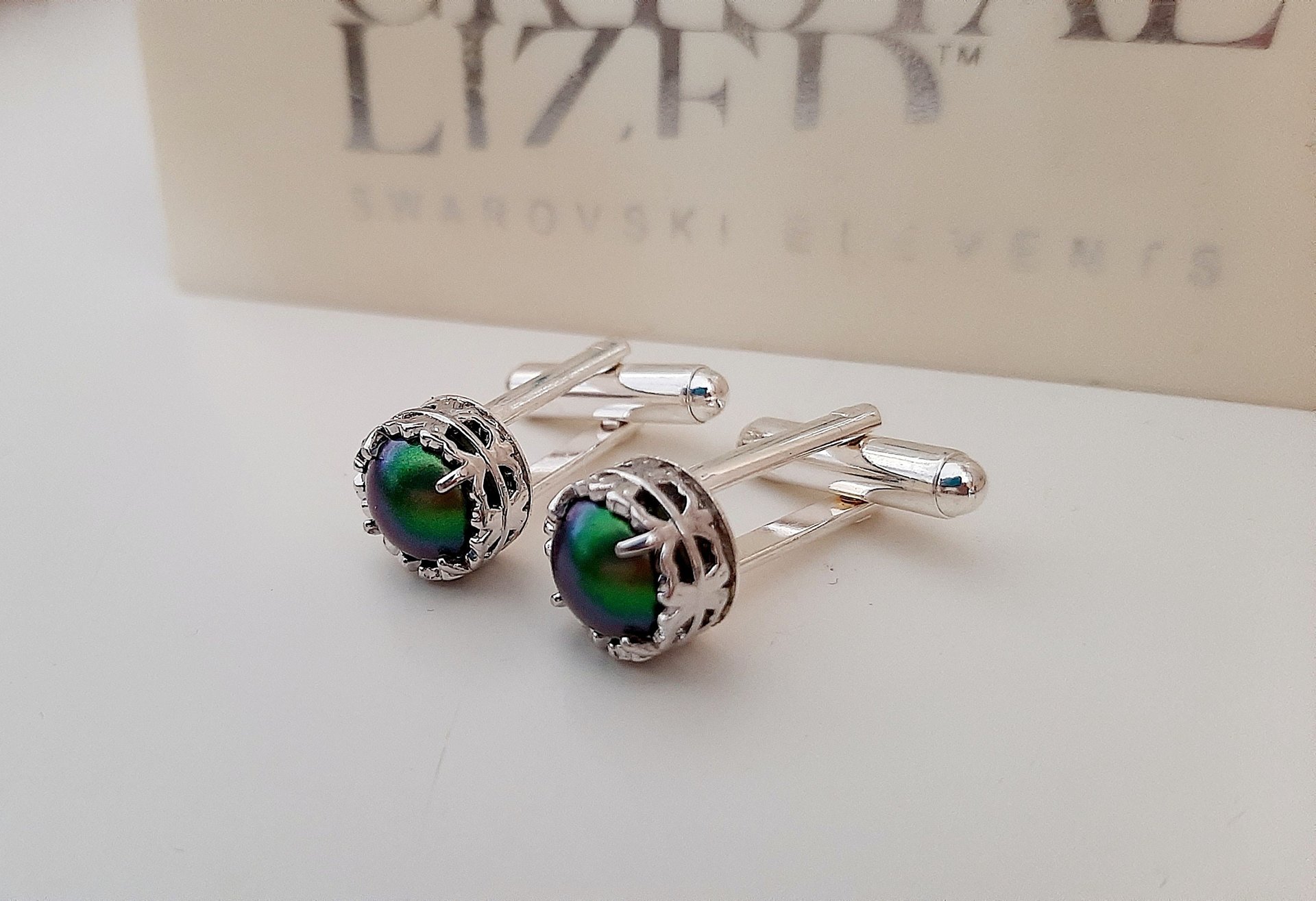 Scarabaeus Green Pearl Shirt Cufflinks for Groom, Art Deco Wedding Day Jewelry, Men Bridal Suit and Tie Groom Cuffs