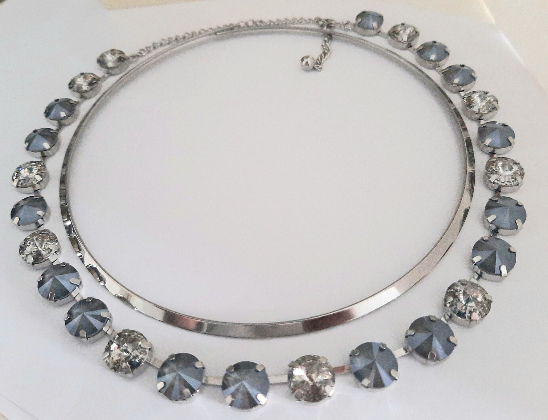 Grey Rivoli Tennis Necklace in Platinum | Christmas Day Gifts