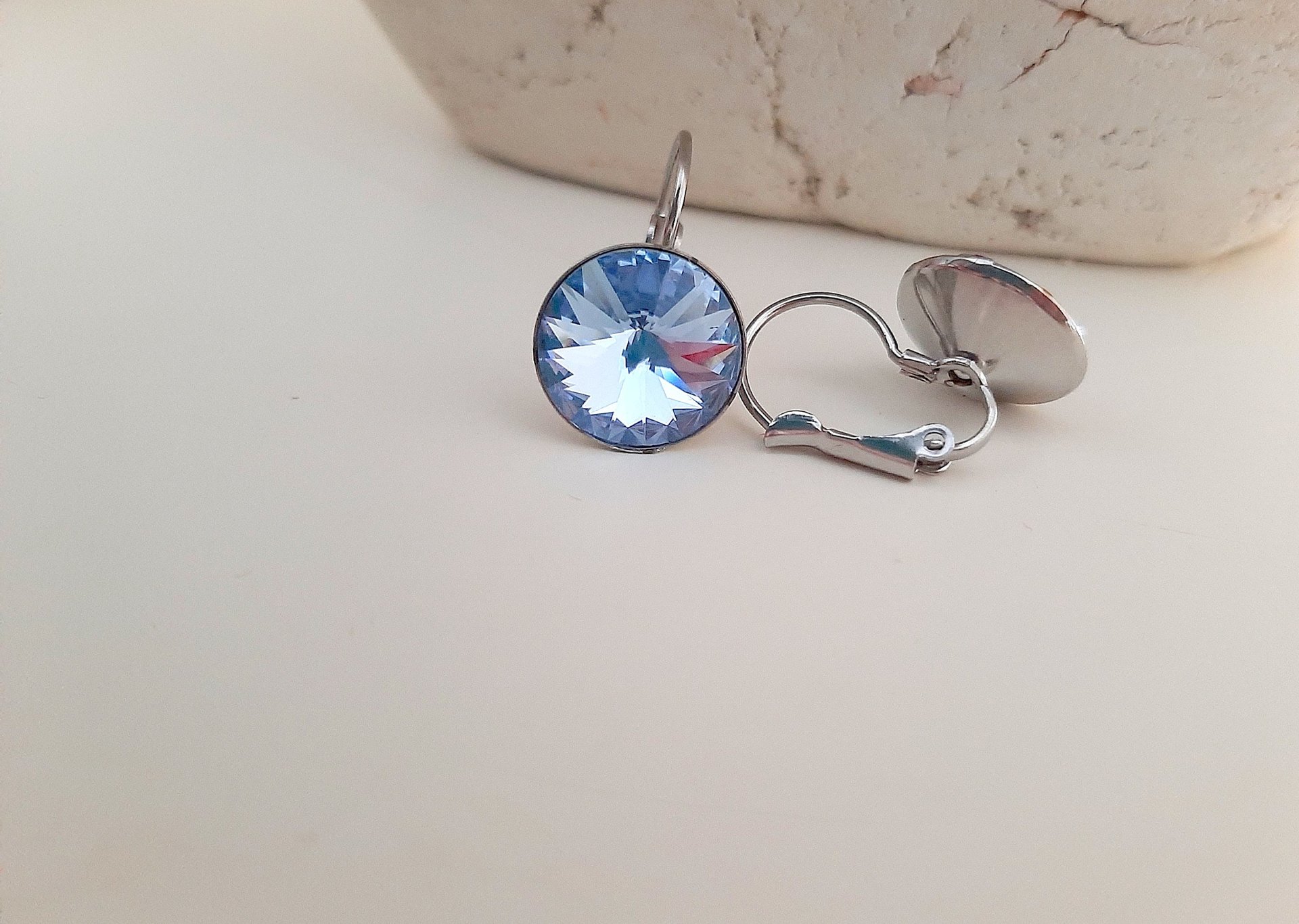 Pale Blue Rivoli Dangle Earrings | StainlesGirls Birthday Gift