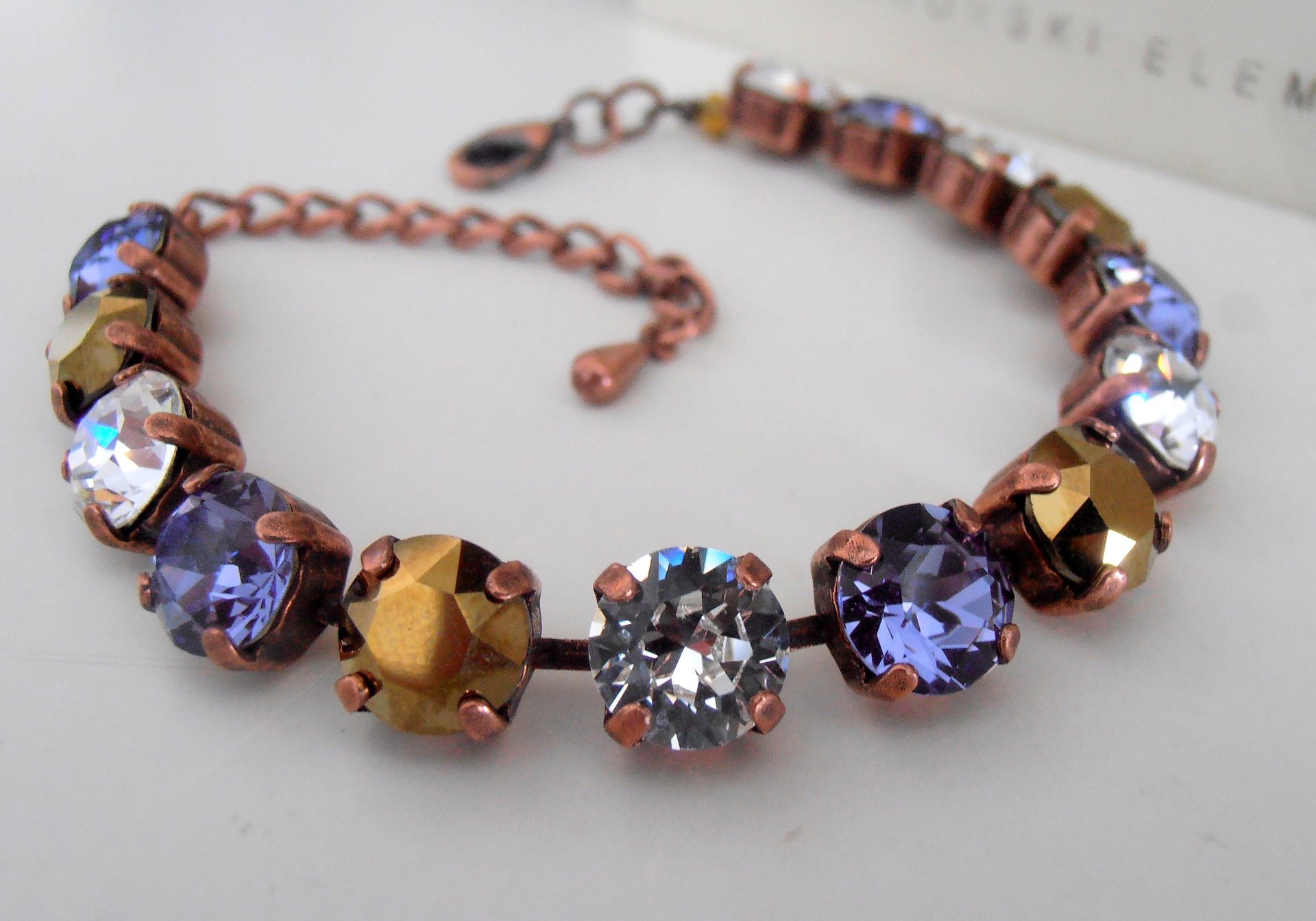 Multi-colors Crystal Copper Bracelet 8mm / Women Jewelry / Chatons Tennis Cup chain / Bohemian Jewelry / Birthday Gift For Her