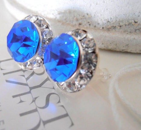 Sapphire Halo Stud Earrings | Bridesmaid Gift Ideas