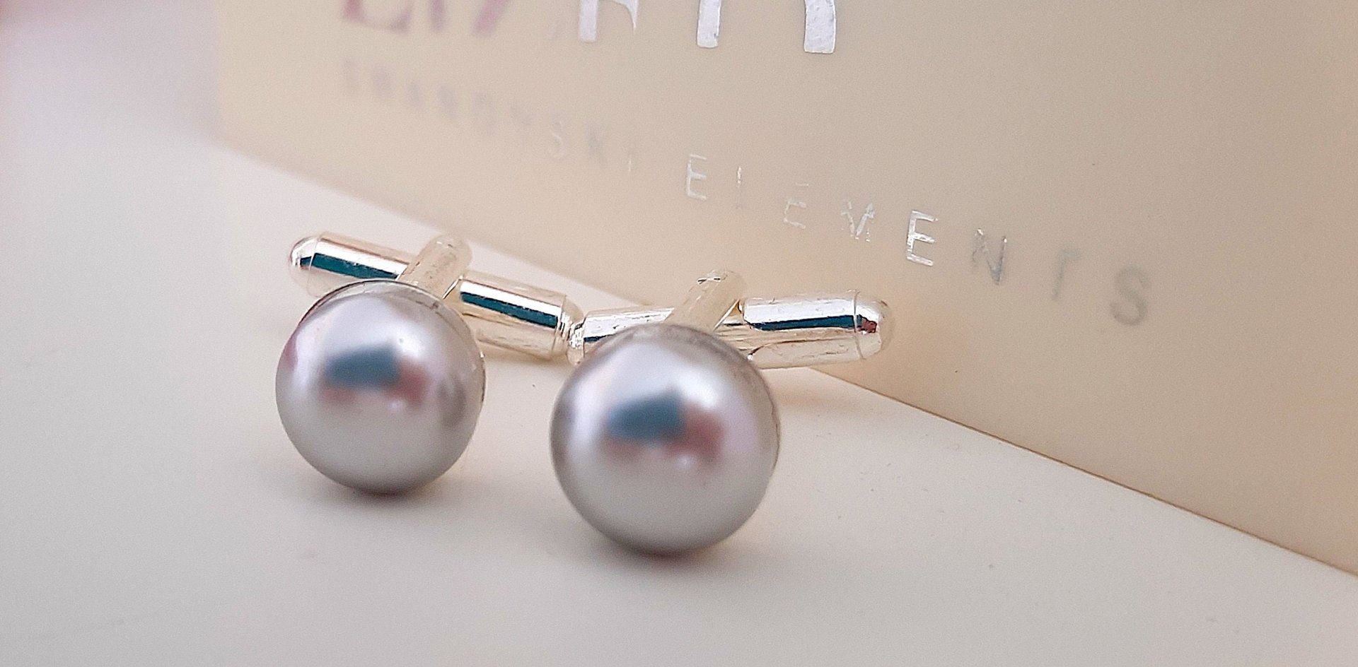 Grey Pearl Shirt Cufflinks, Suit and Tie Groom Cuffs, Cuff Toggles, Art Deco Bridal Cuff Links, Wedding Accessories, Gift for him