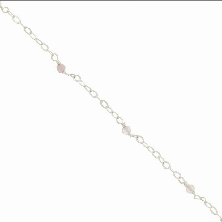 Sterling silver Minimalist Gemstone Beaded Bracelet, Everyday Dainty Jewelry, 30th Birthday Gift, Thin Chain