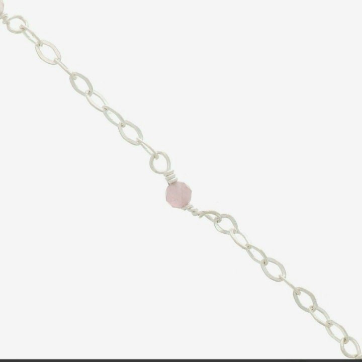 Sterling silver Minimalist Gemstone Beaded Bracelet, Everyday Dainty Jewelry, 30th Birthday Gift, Thin Chain