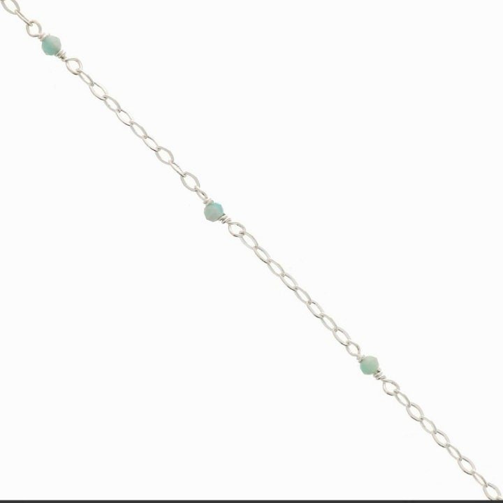 Sterling silver Minimalist Gemstone Beaded Bracelet, Everyday Dainty Jewelry, 30th Birthday Gift, Thin Chain