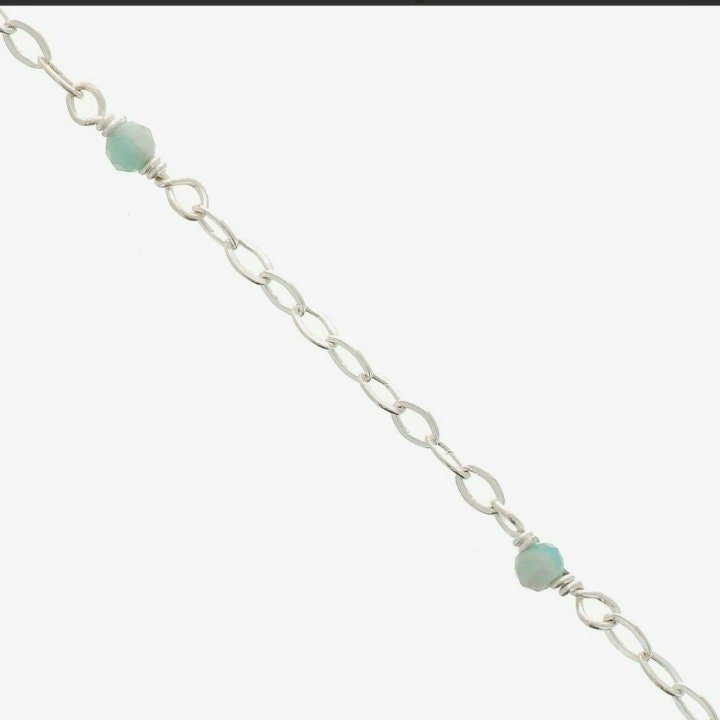 Sterling silver Minimalist Gemstone Beaded Bracelet, Everyday Dainty Jewelry, 30th Birthday Gift, Thin Chain