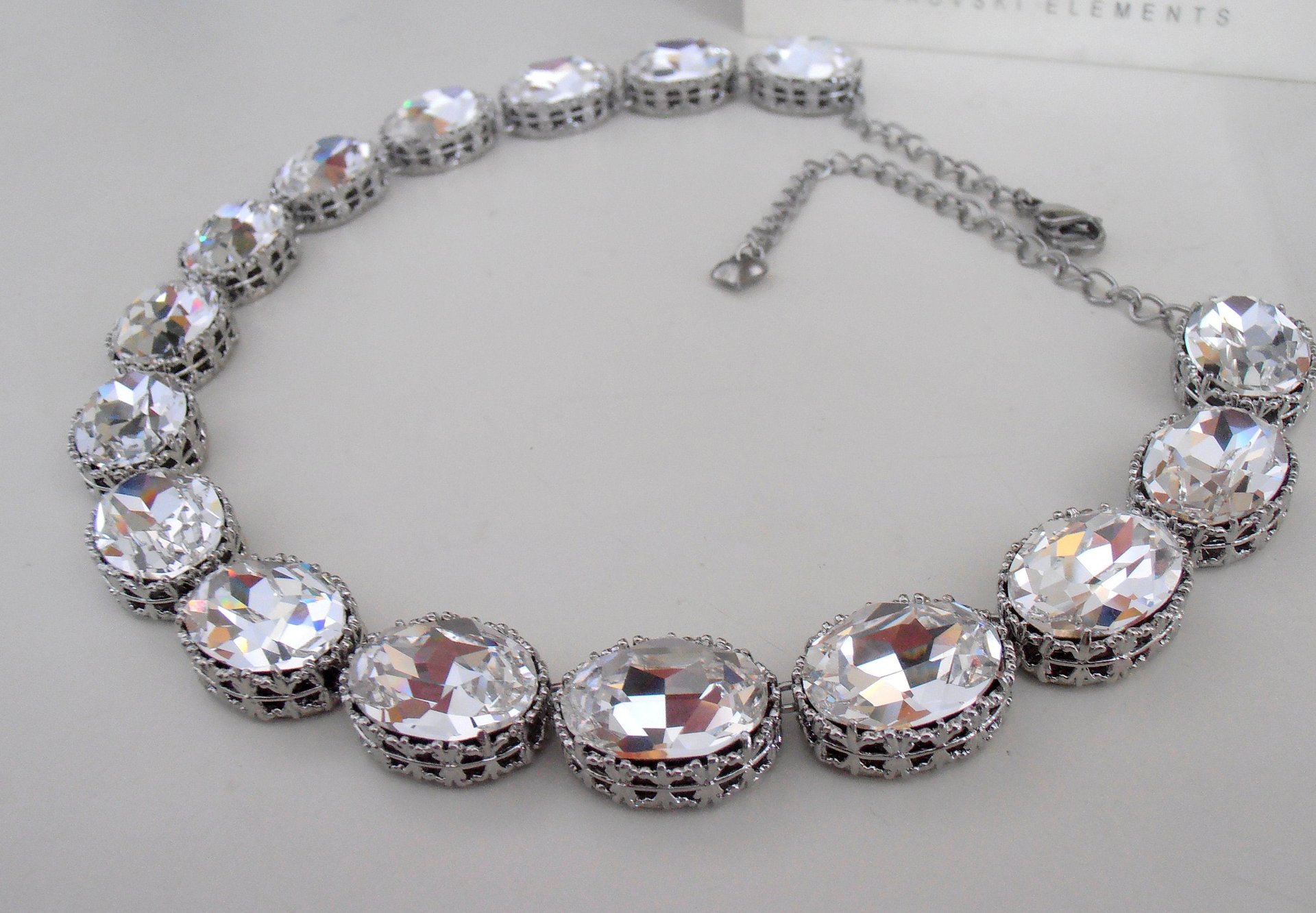 Diamond Clear Crystal Riviere Necklace Anna Wintour Chunky Collet Statement Art Deco Choker Oval Bib Mom Gift