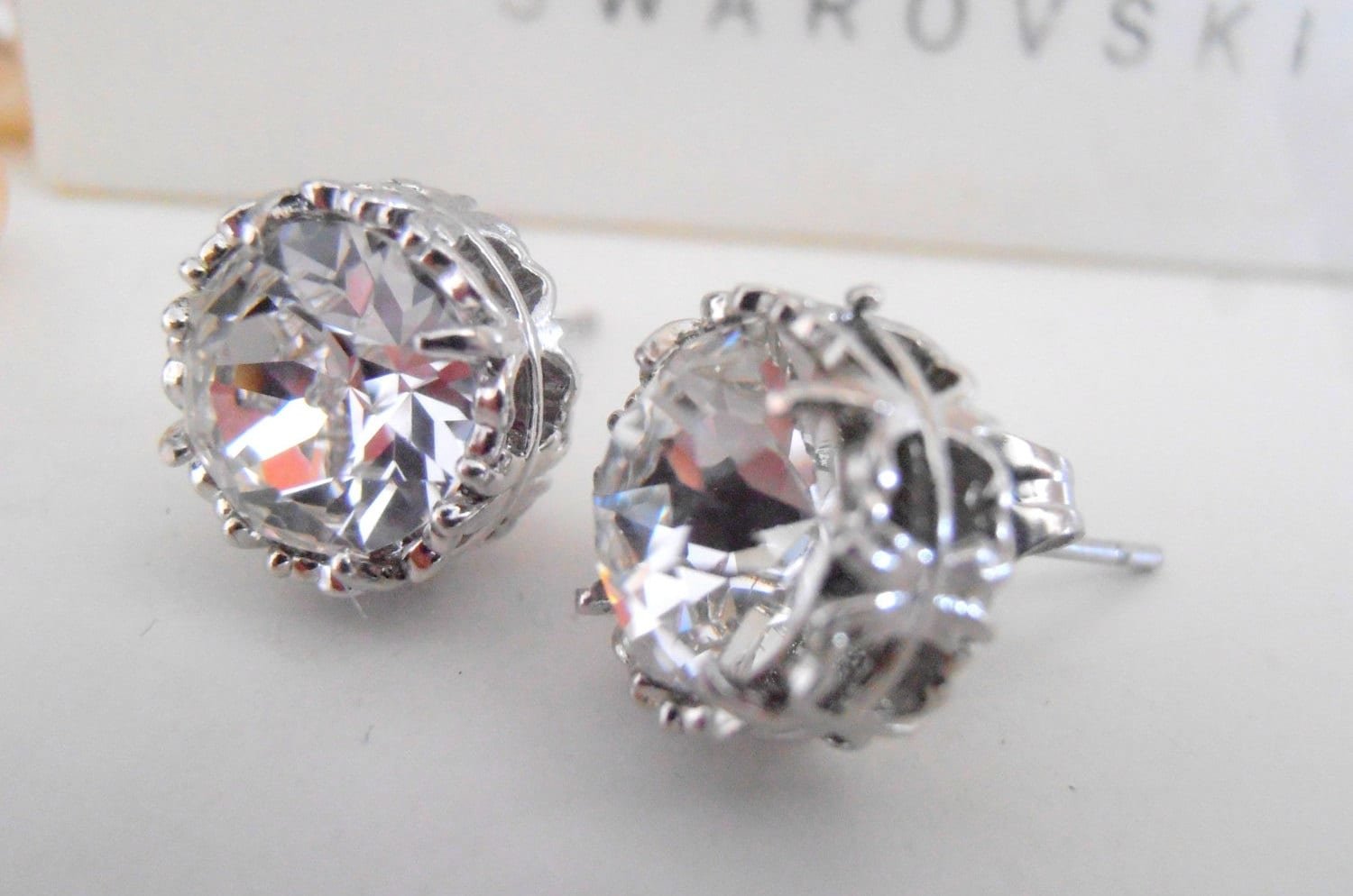 Crystal Stud Earrings in Platinum Plated