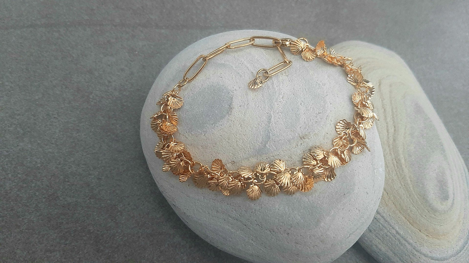 Gold Shell Multi Charm Bracelet • Summer Bohemian Jewelry • Statement Women Links Bracelet • Gift for Women