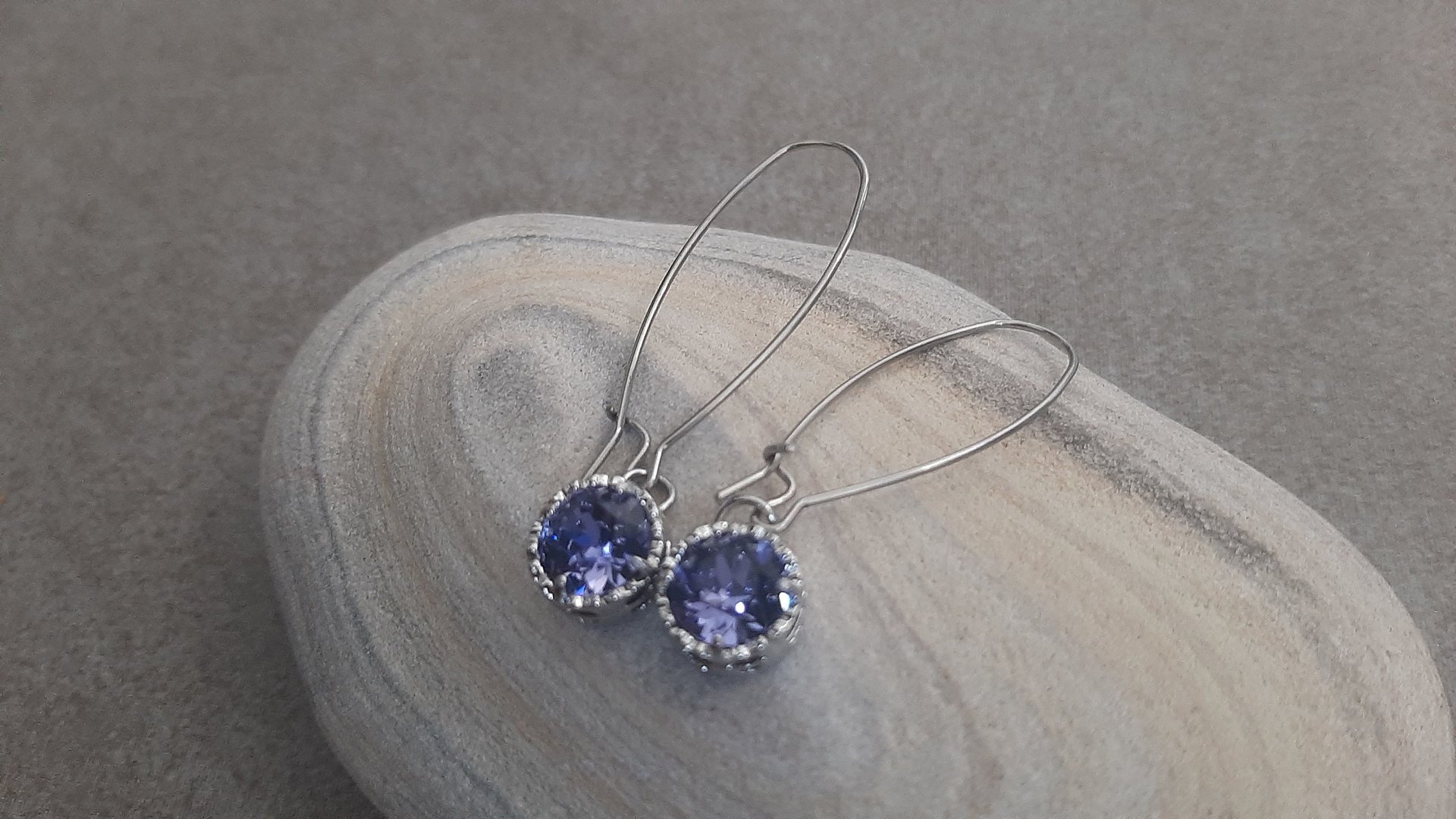 Tanzanite Threader Filigree Earrings / Long Dangle & Drop / Art Deco Women Jewelry / Blue Crystal Threads / Birthday Gift