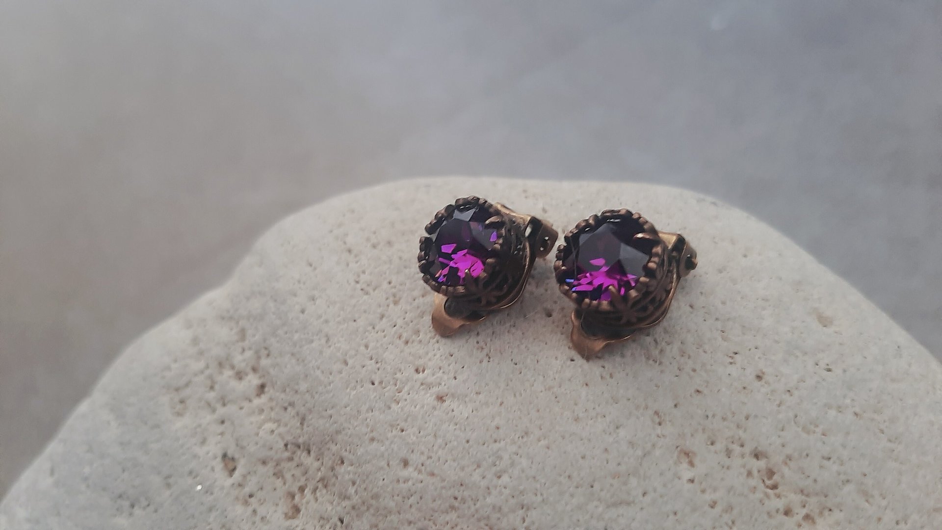 Amethyst Clip On Earrings | Non Pierced Stud Earrings