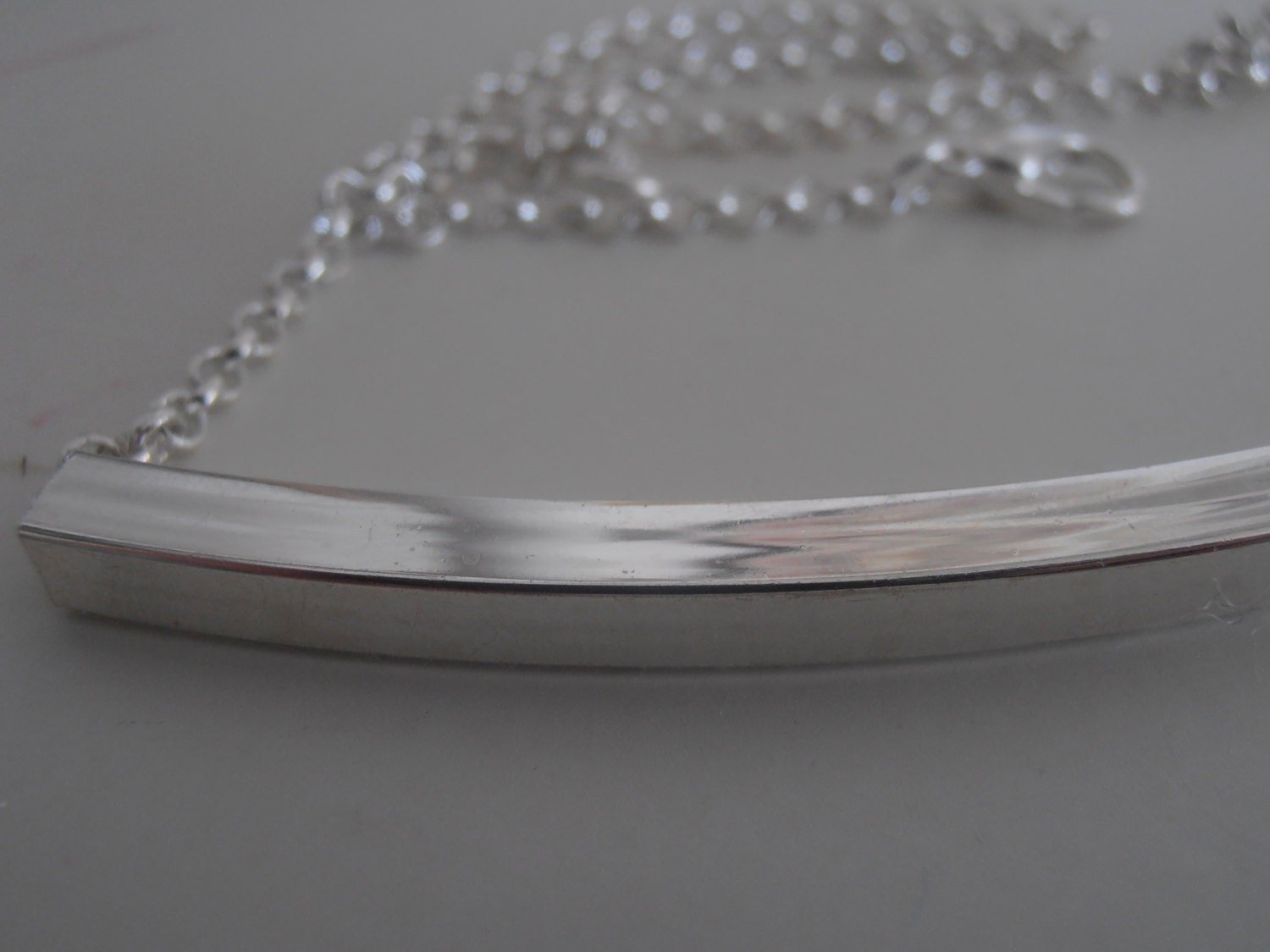 Metal Tube Bar Chain Necklace, Layering Silver Jewelry, Everyday Modern Pendant for Women, Birthday Gift for Girl