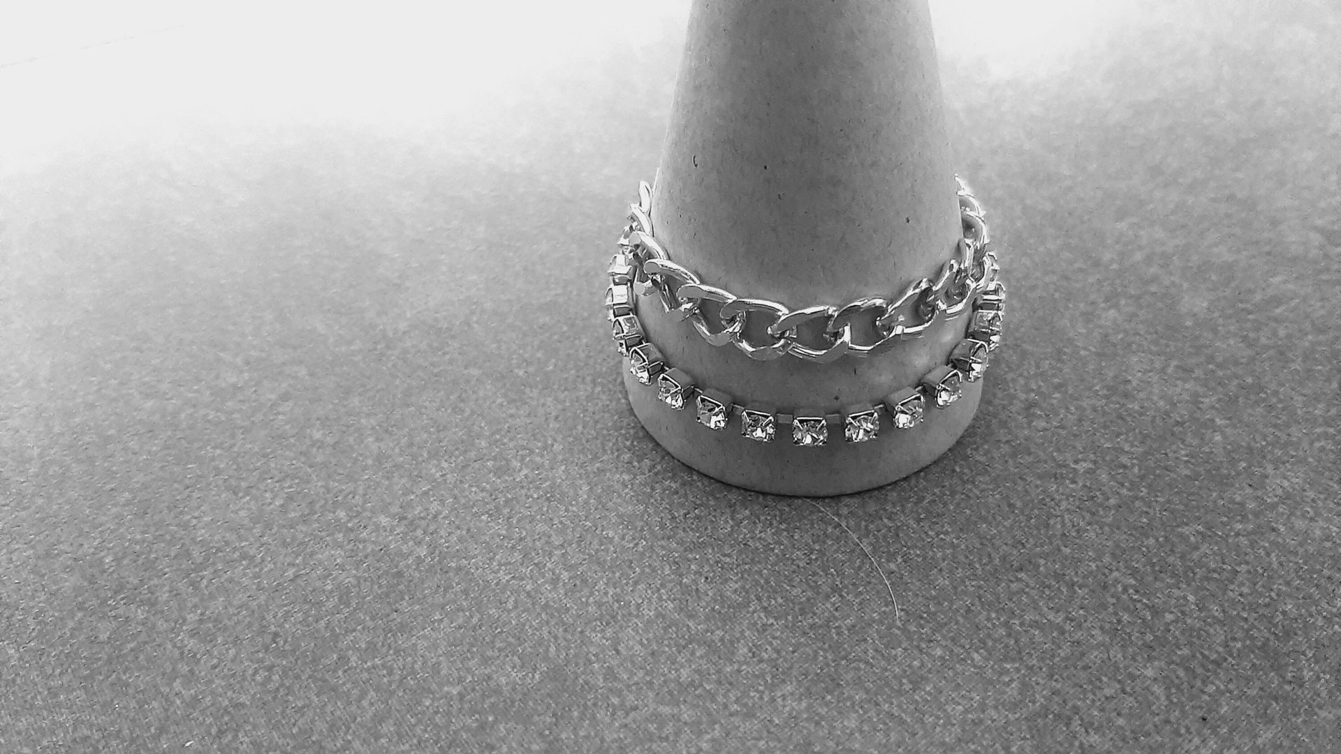 Multi Strand Clear Rhinestone Chain Bracelet - Thick Curb Chunky Chain in Platinum - Modern Statement Jewelry - Birthday Gift for Girls