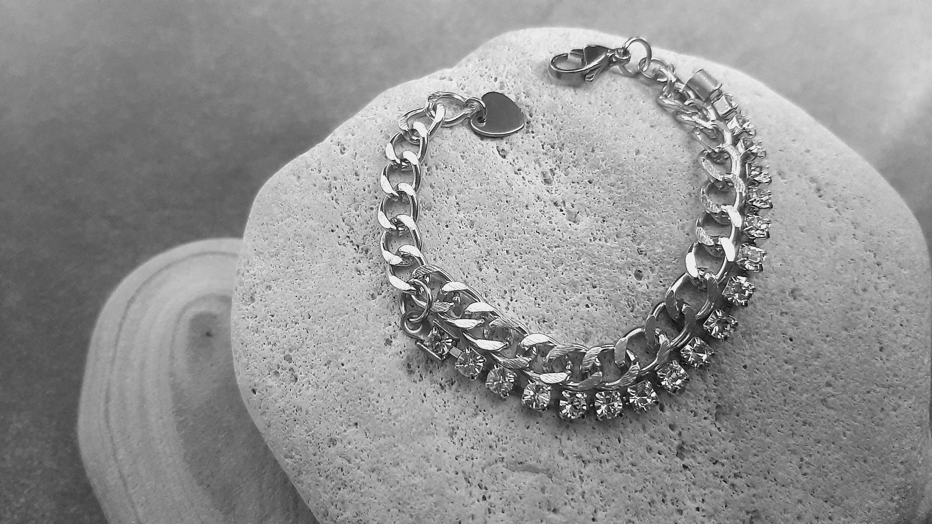 Multi Strand Clear Rhinestone Chain Bracelet - Thick Curb Chunky Chain in Platinum - Modern Statement Jewelry - Birthday Gift for Girls