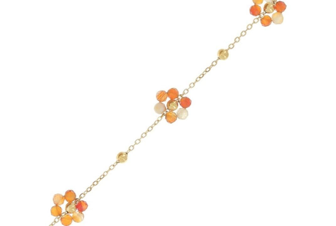 Carnelian Gemstone Chain Bracelet in Gold Dainty Jewelry for Everyday Beaded Bracelets for Gift - Stainless Steel - Faceted Stone Beads