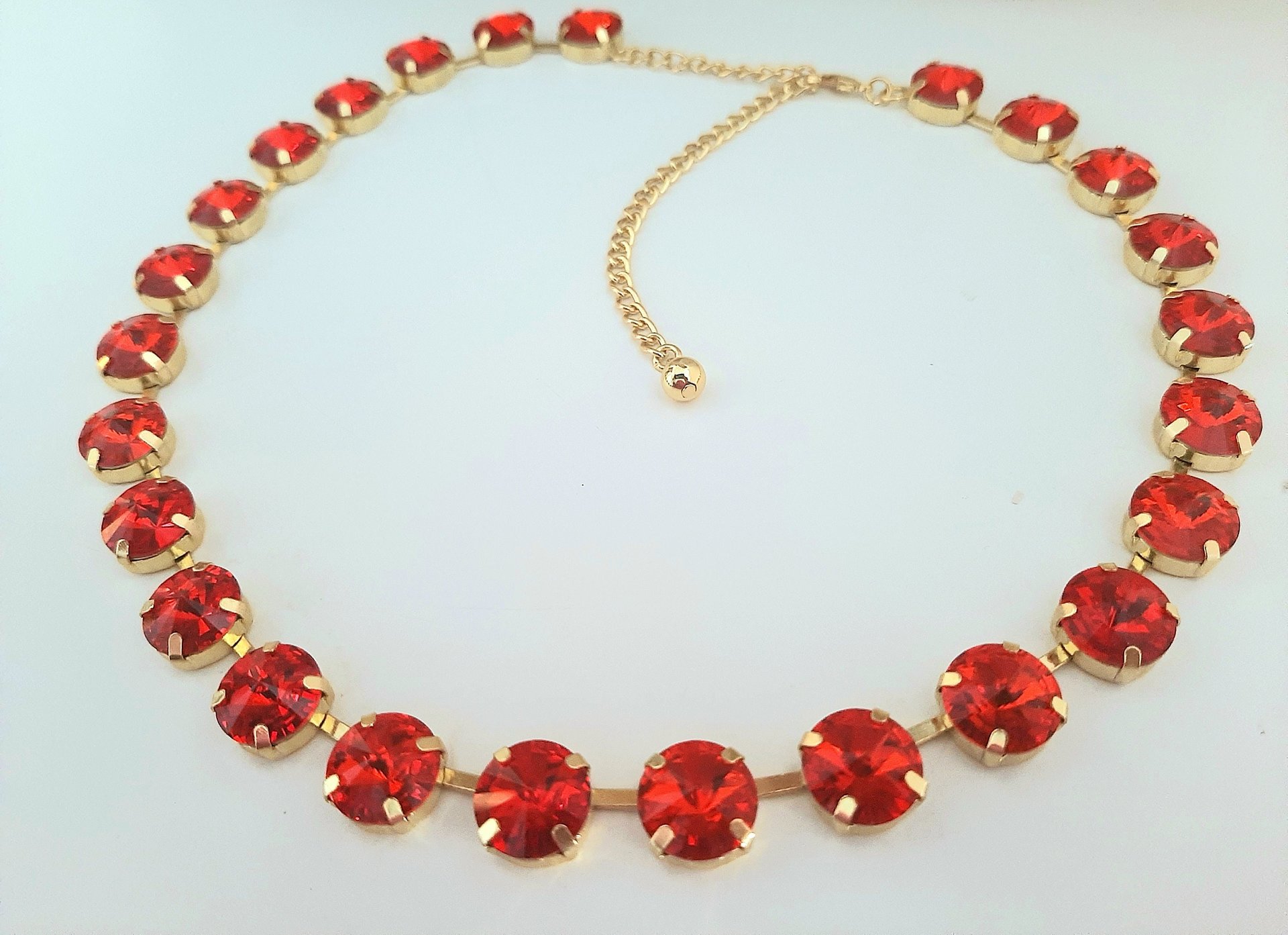 Hyacinth Crystal Tennis Necklace Summer Gold Jewely for Women Anna Wintour Orange Rhinestone Collet Statement Gift for Girlfriend Night out