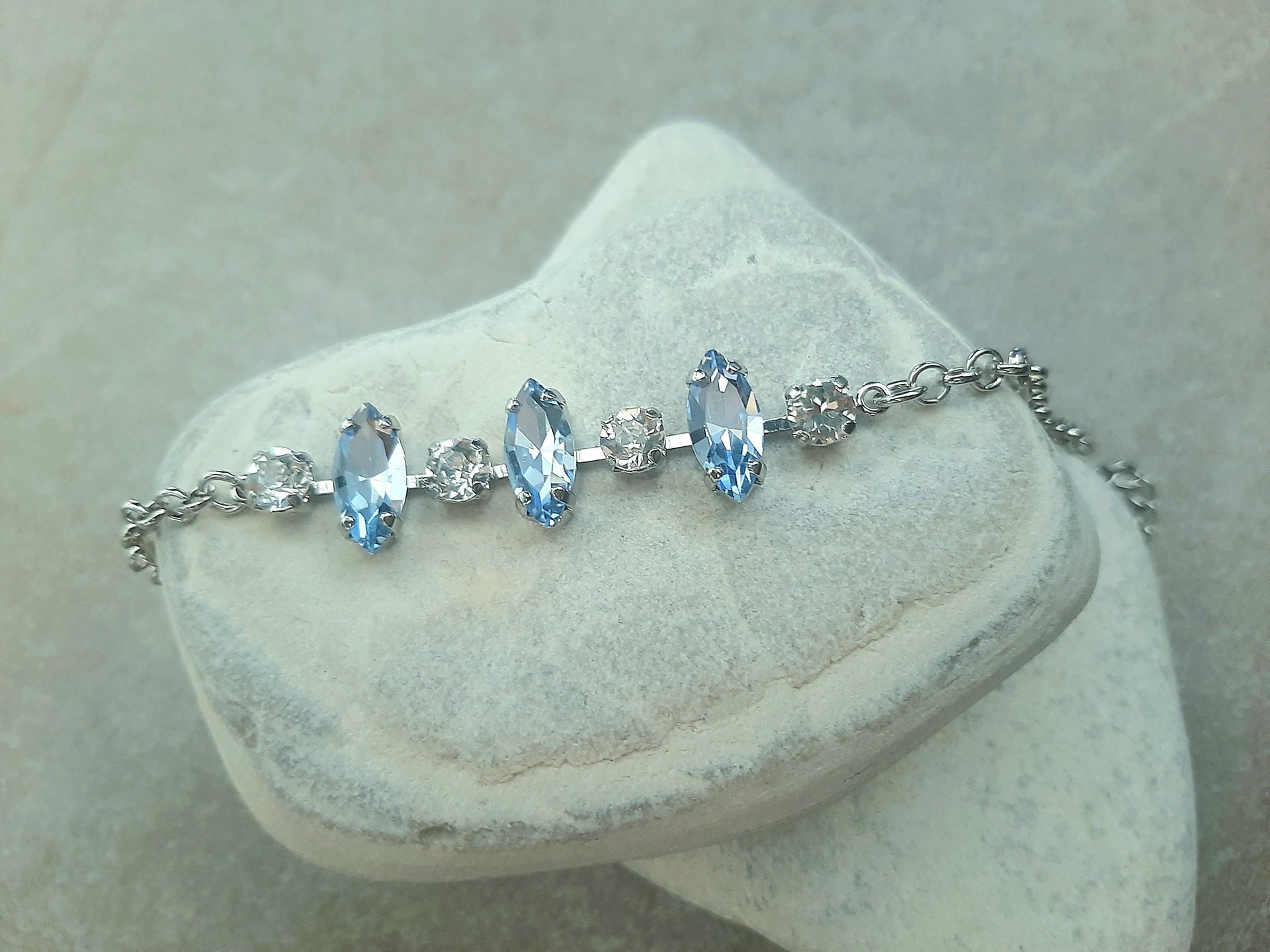 Mixed Navette Crystal Tennis Bracelet | Marquise Wedding Day Jewelry